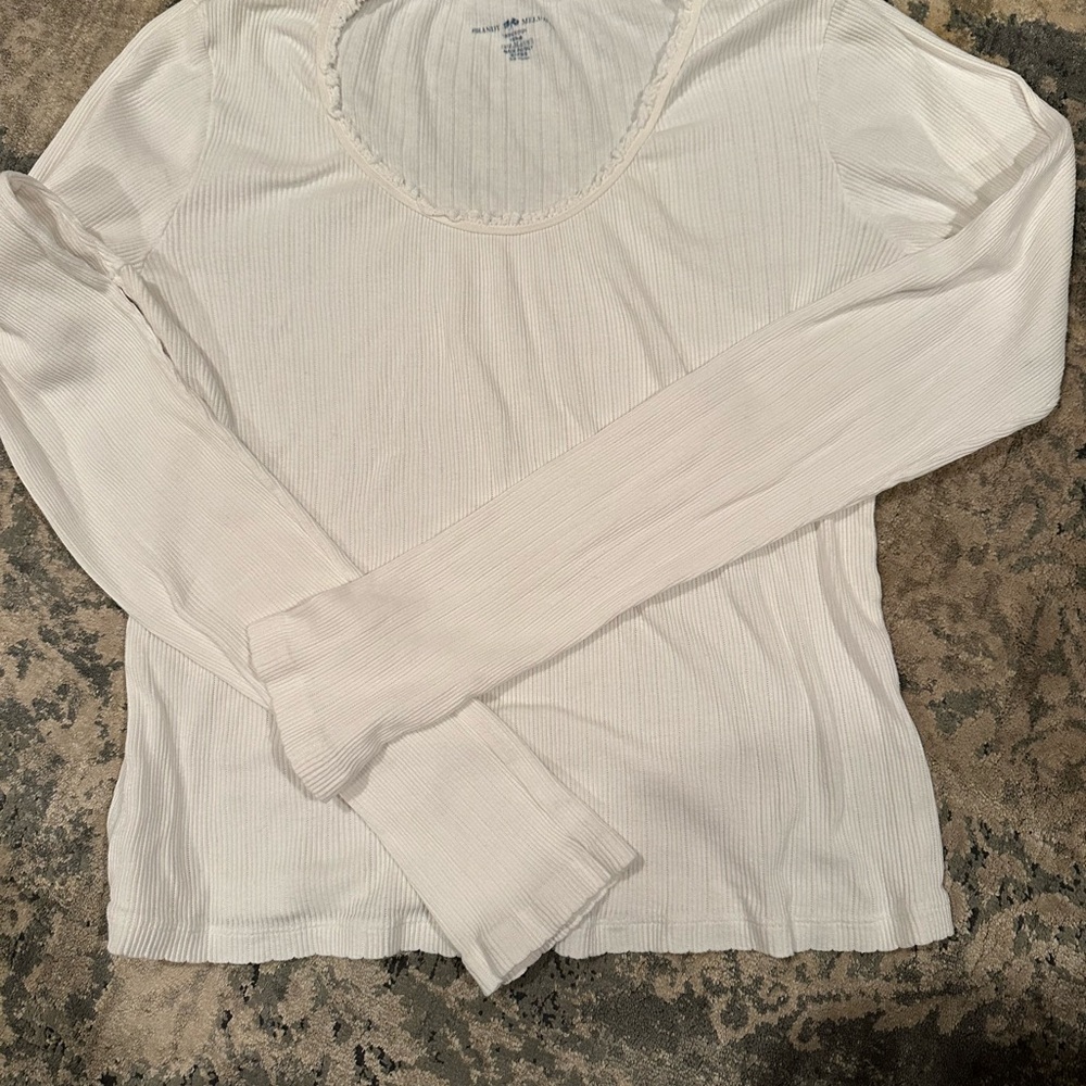 Brandy Melville Cream Ribbed Long Sleeve Top